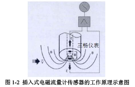 插入式电磁流量计传感器的工作原理示意图