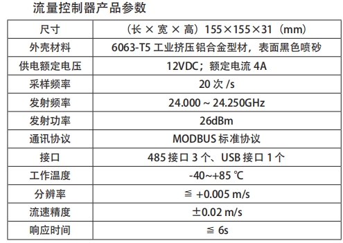 流量控制器产品参数