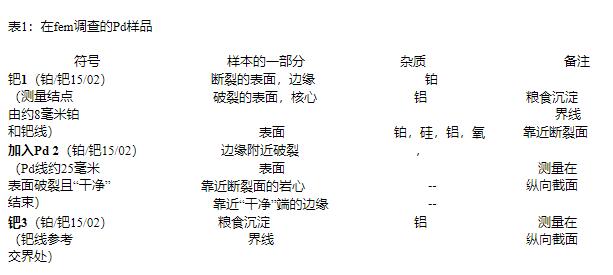 在fem调查的Pd样品